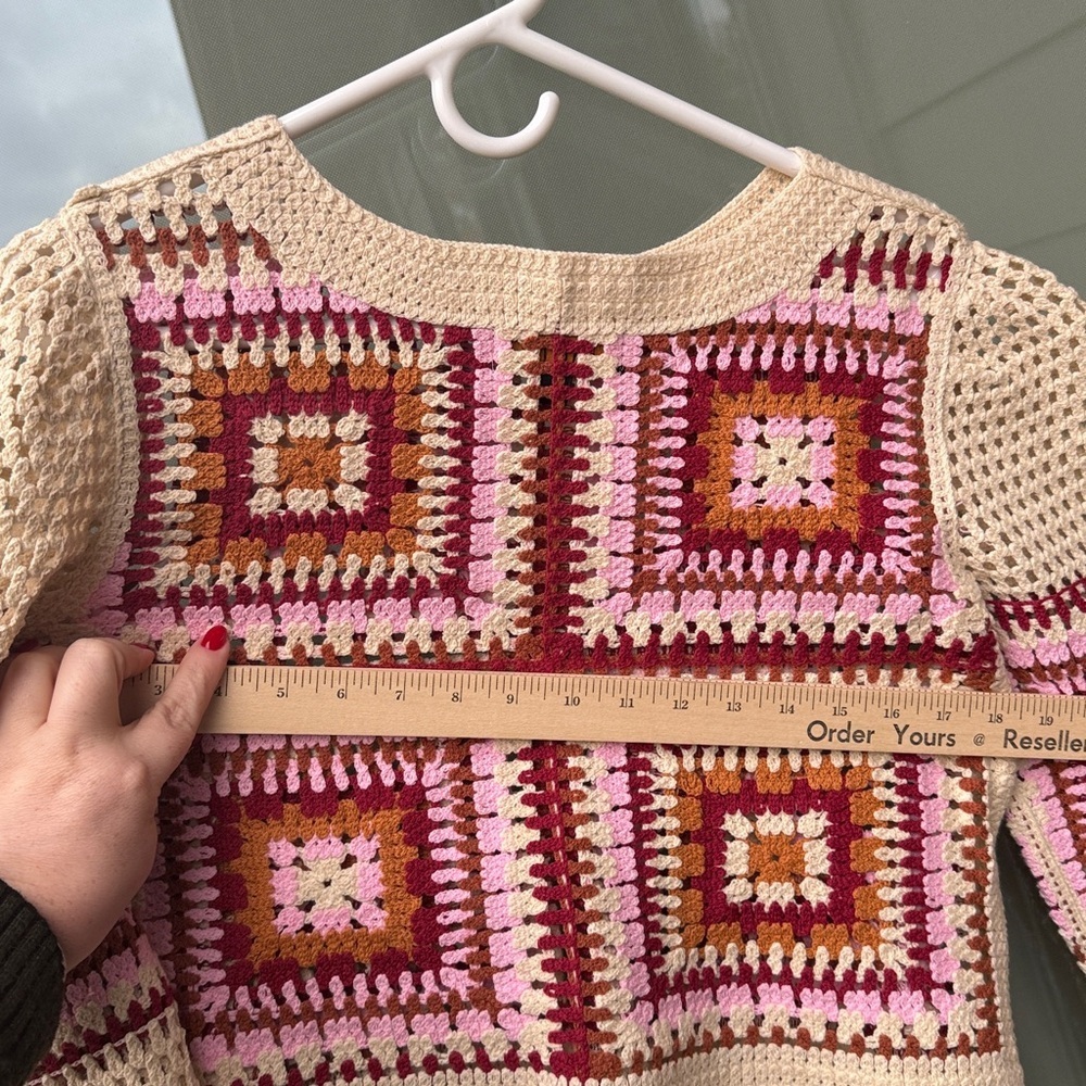 Truth by Republic Cropped Crochet Top Women’s Medium Colorful Sweater anthro - Picture 7 of 11
